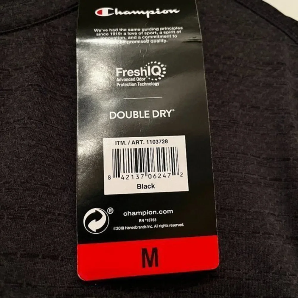Champion Performance Double Dry Men’s Black T-Shirt (NWT / Medium) (mc) - Picture 6 of 7